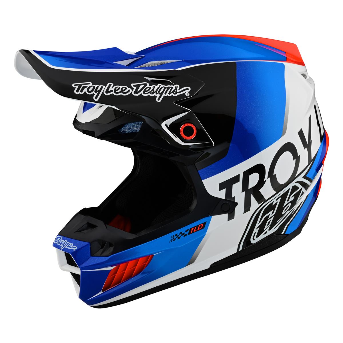 Troy Lee Designs Motocross-Helm SE5 Composite Mips Qualifier - Weiß/Blau