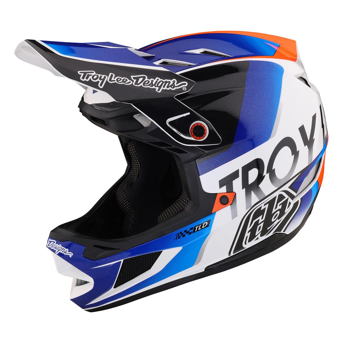 Troy Lee Designs Downhill MTB-Helm D4 Composite MIPS Qualifier - Weiß/Blau
