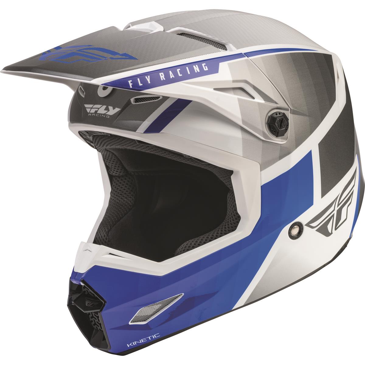 Fly Racing Motocross-Helm Kinetic Drift - Blau/Charcoal/Weiß