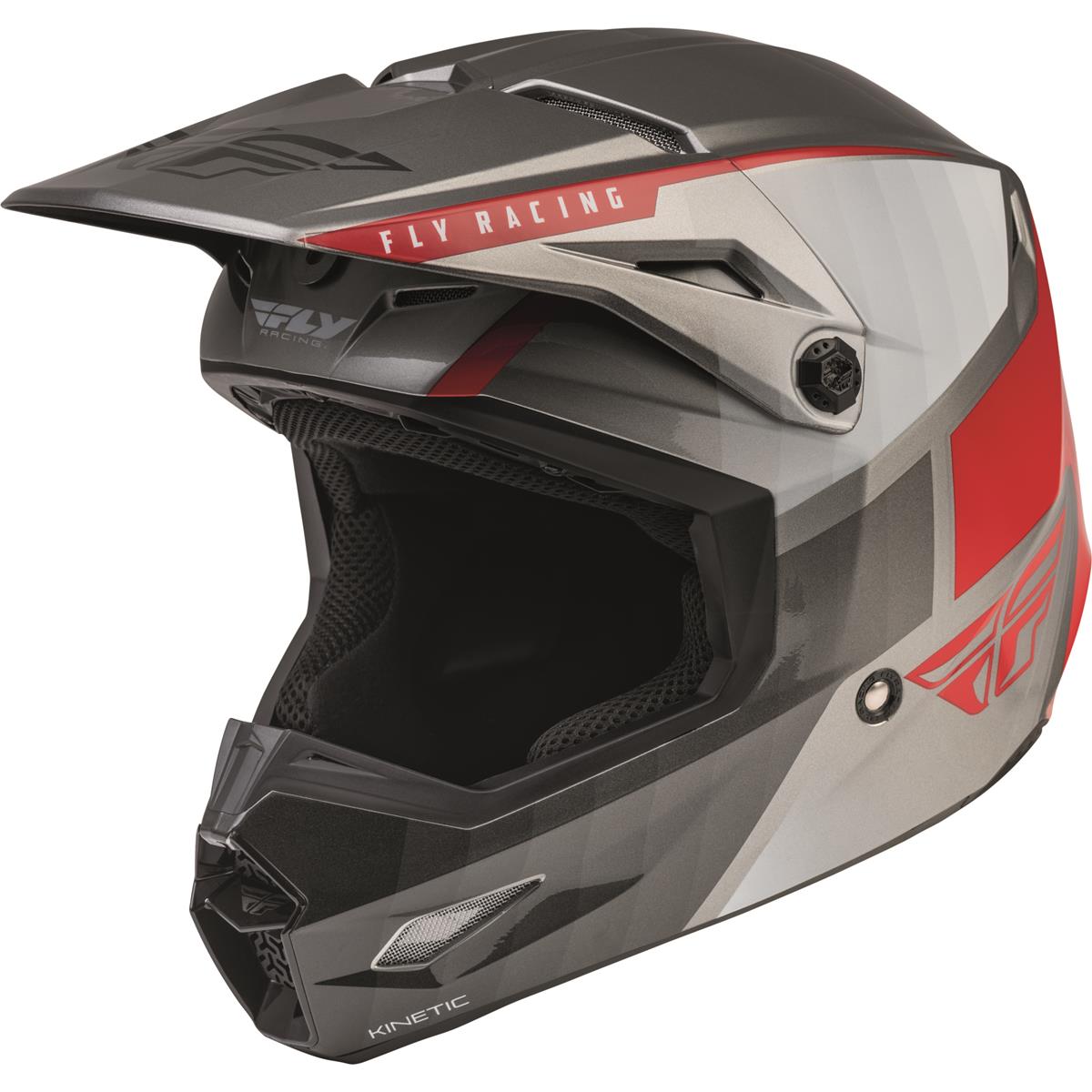 Fly Racing Motocross-Helm Kinetic Drift - Charcoal/Grau/Rot
