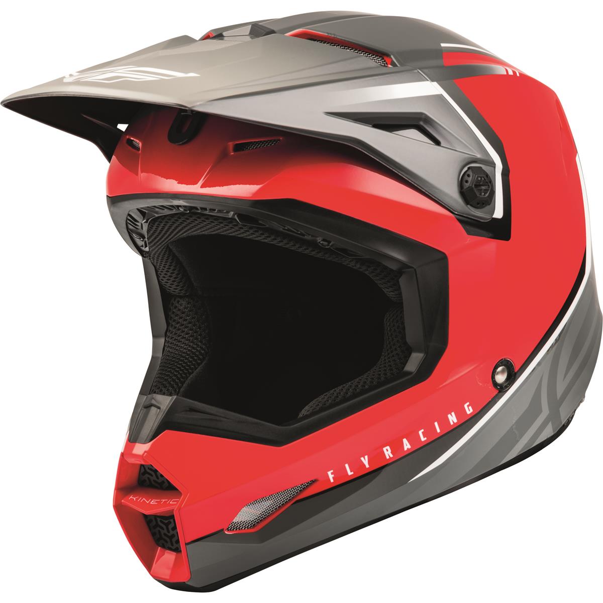 Fly Racing Motocross-Helm Kinetic Vision - Rot/Grau
