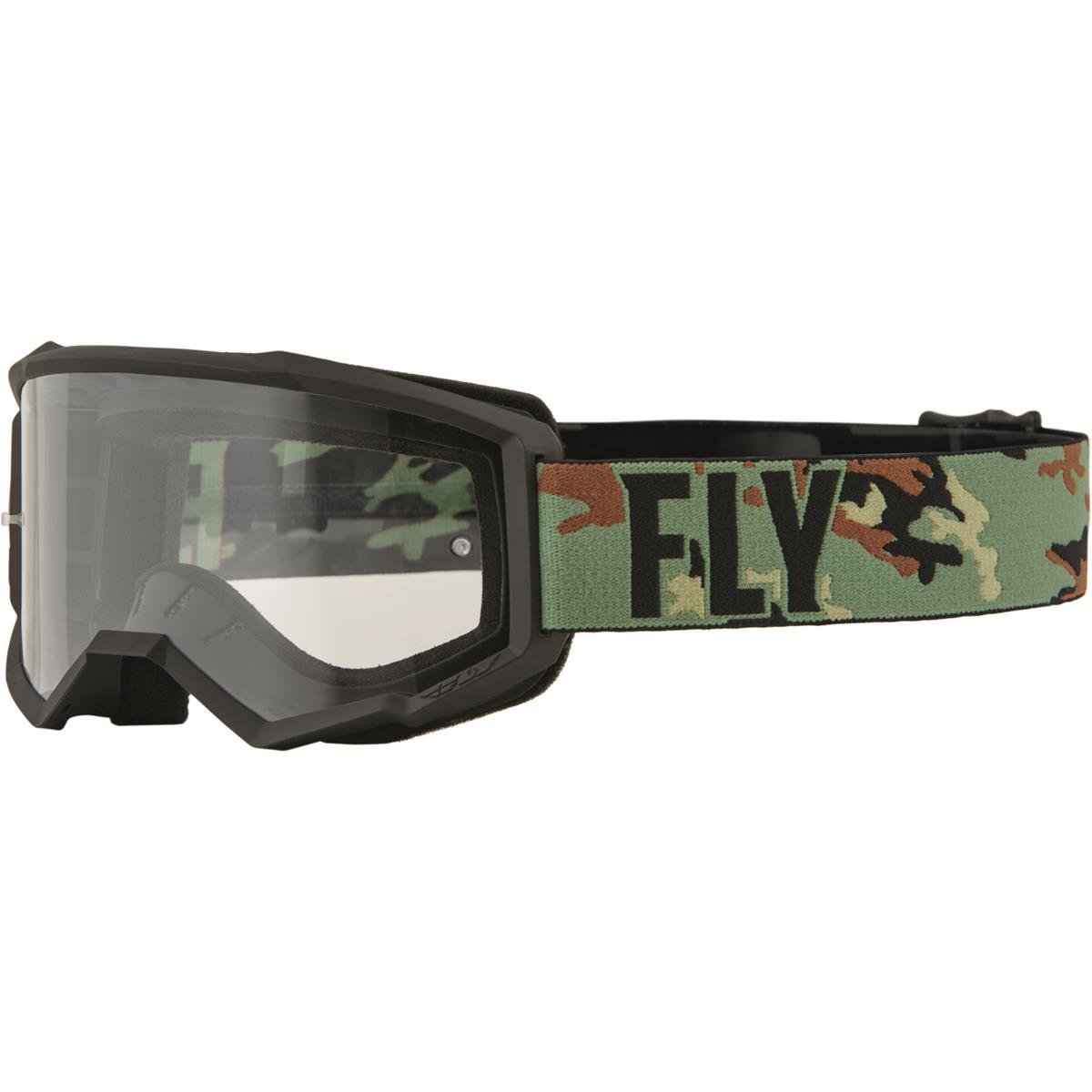 Fly Racing Crossbrille Focus Green/Camo/Black, Clear Lens