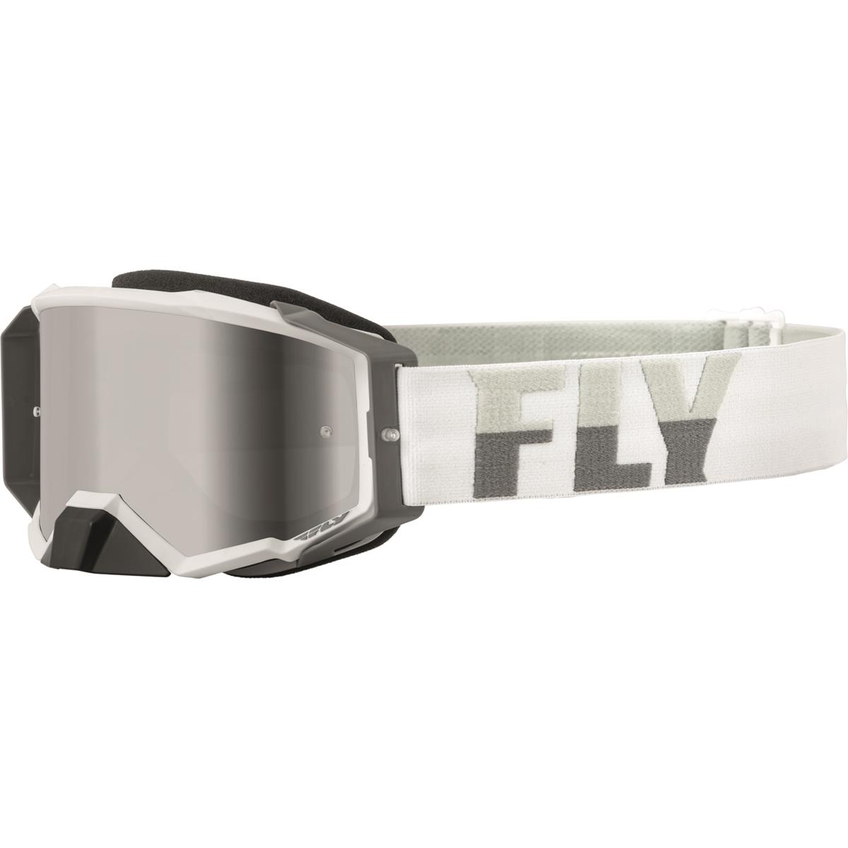 Fly Racing Maschera Zone Pro White/Gray, Mirror Lens