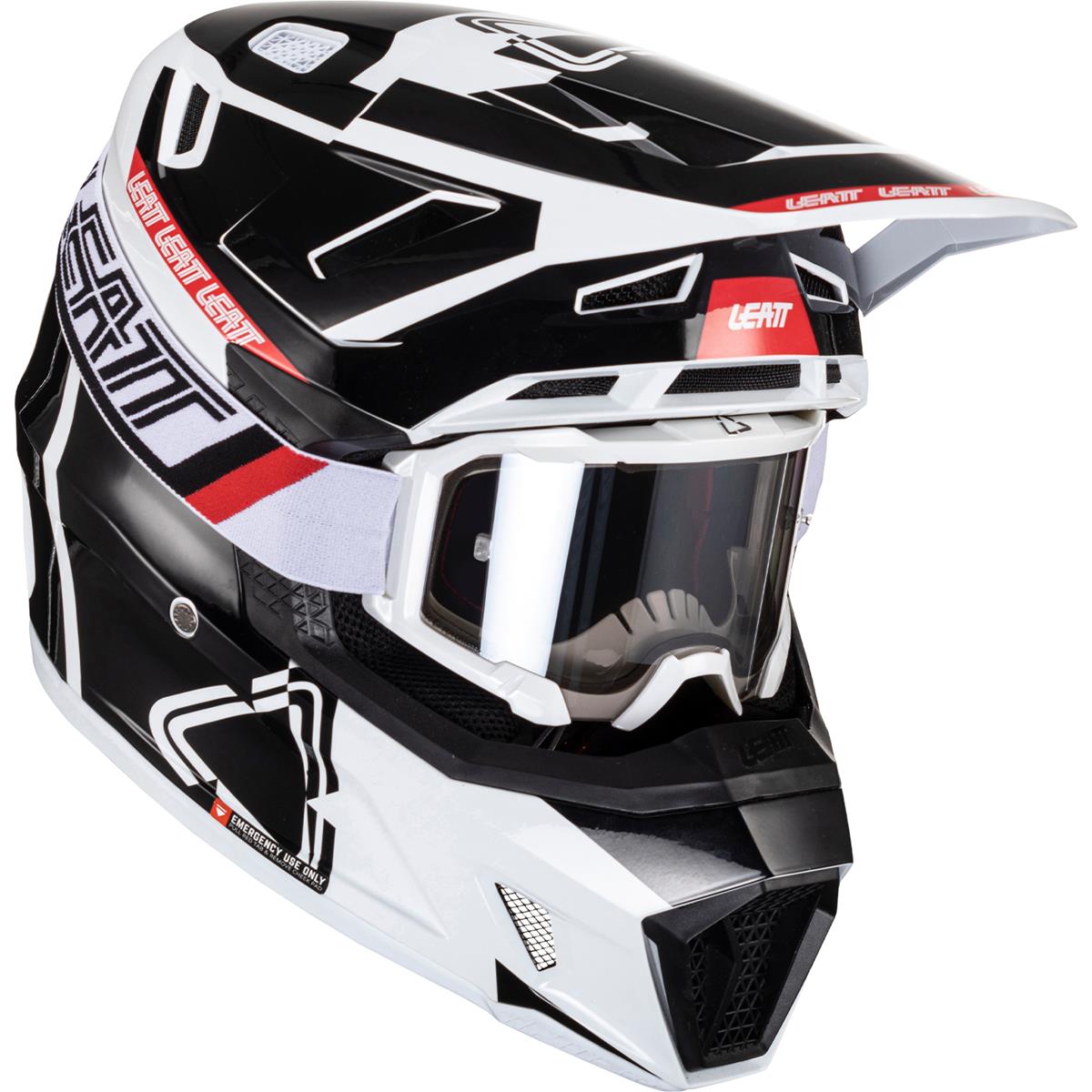 Leatt Motocross-Helm-Kit mit Brille Moto 7.5 V24 Schwarz/Weiß