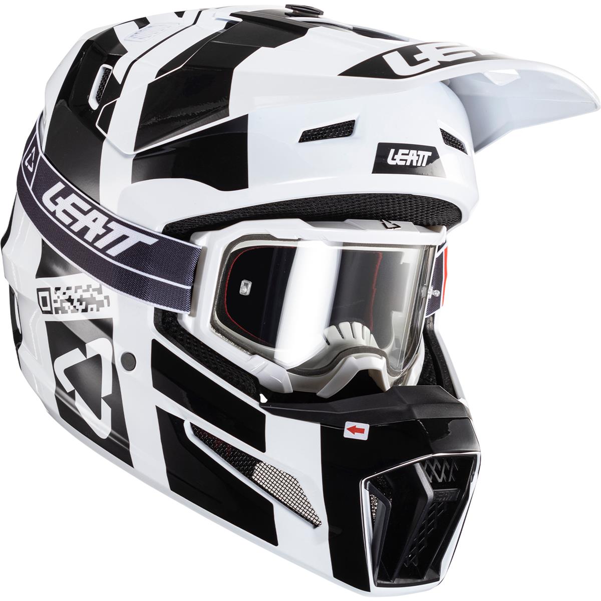 Leatt Kit Casco MX con Maschera Moto 3.5 V24 Nero/Bianco
