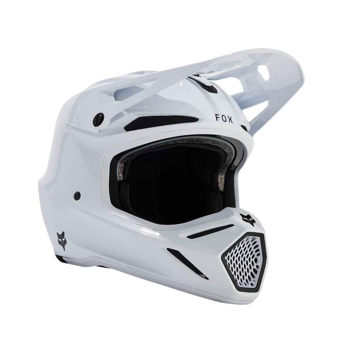 Fox Motocross-Helm V3 RS Carbon Solid - Weiß