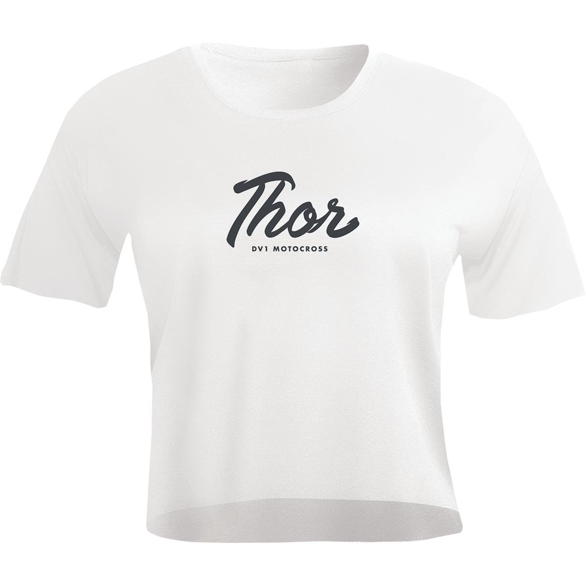 Thor Donna T-Shirt  Script Crop - Bianco