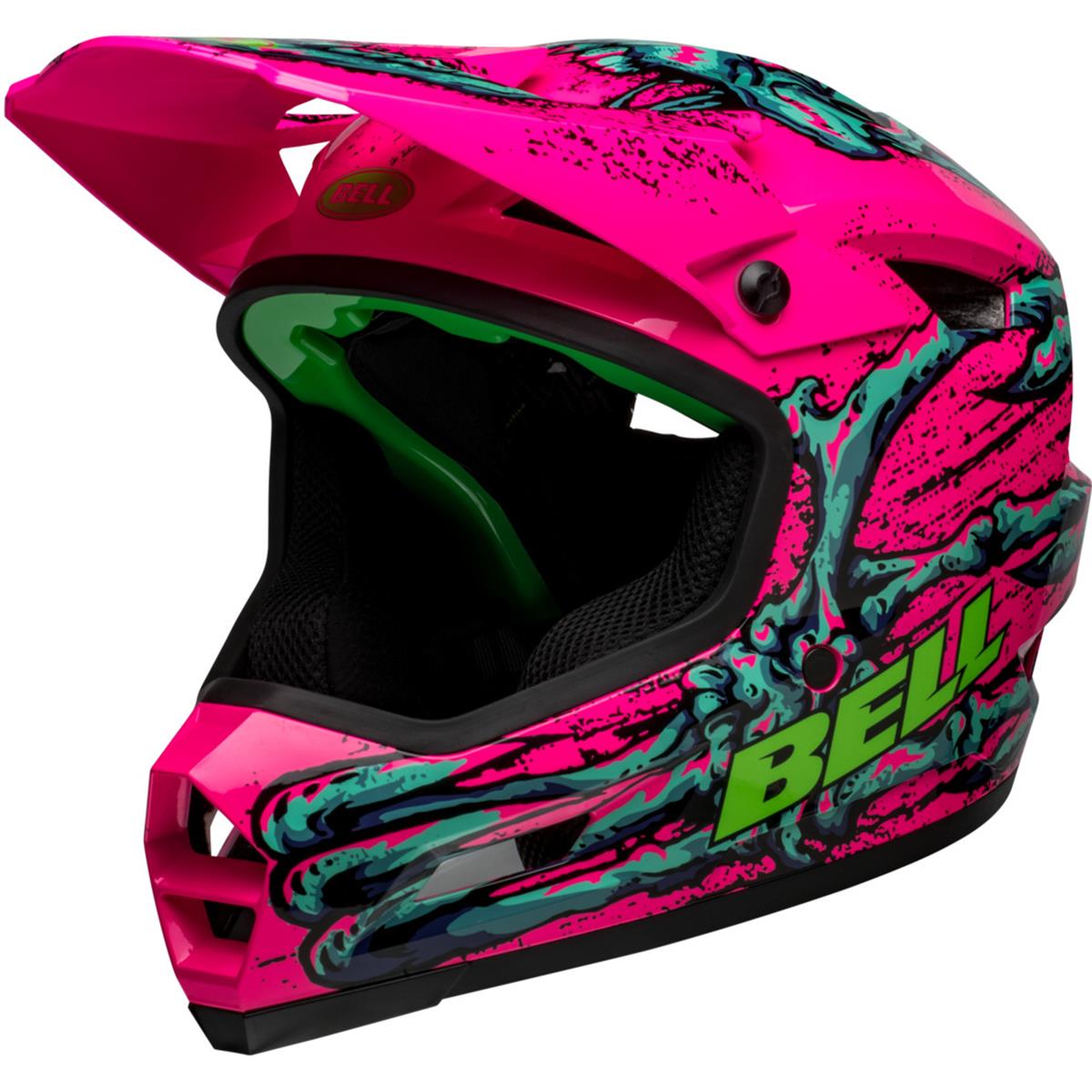Bell Casco MTB Downhill Sanction 2 DLX MIPS Testa d'osso rosa lucido/turchese