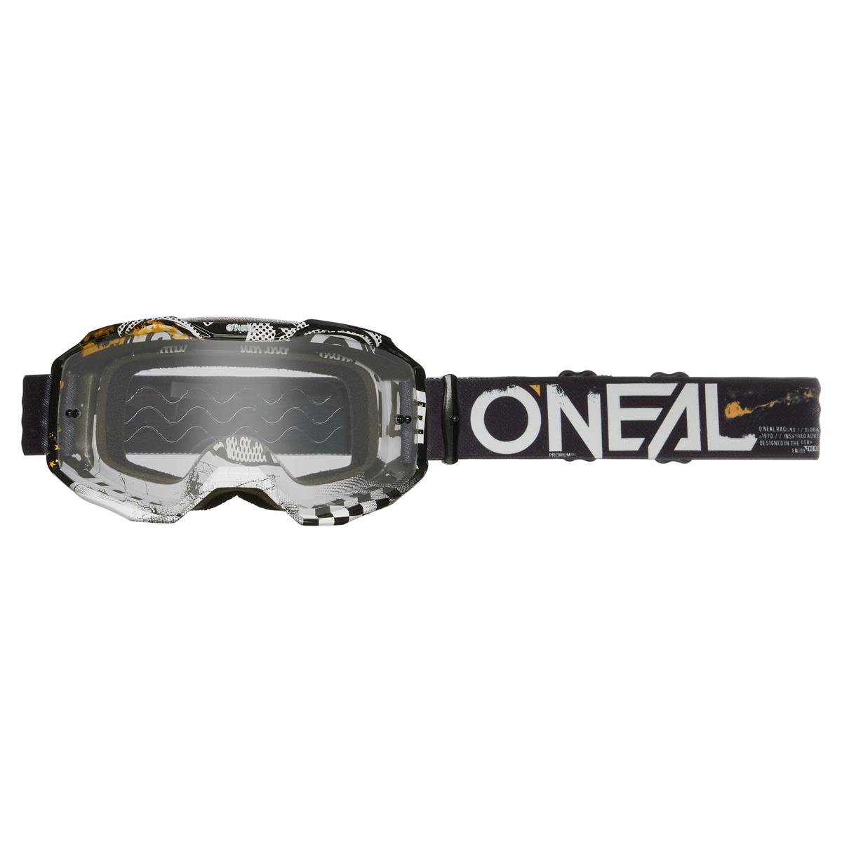 O'Neal Crossbrille B10 Attack Schwarz/Weiß - Klar