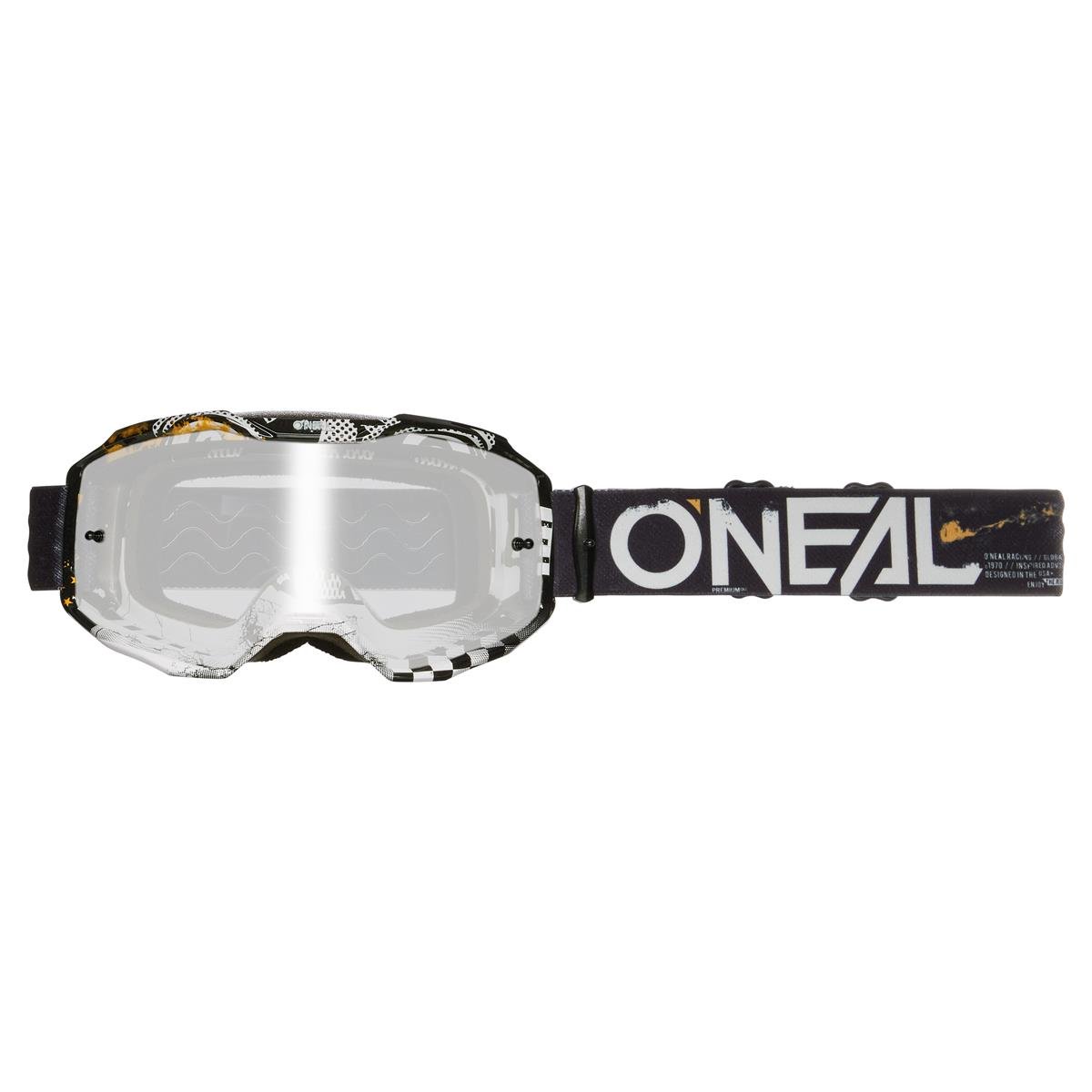 O'Neal Crossbrille B10 Attack Schwarz/Weiß - Silber verspiegelt