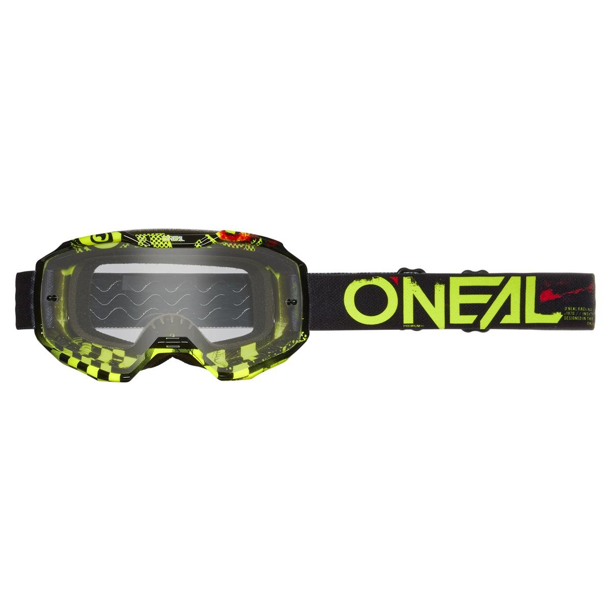 O'Neal MX Goggle B10 Attack Black/Neon Yellow - Clear