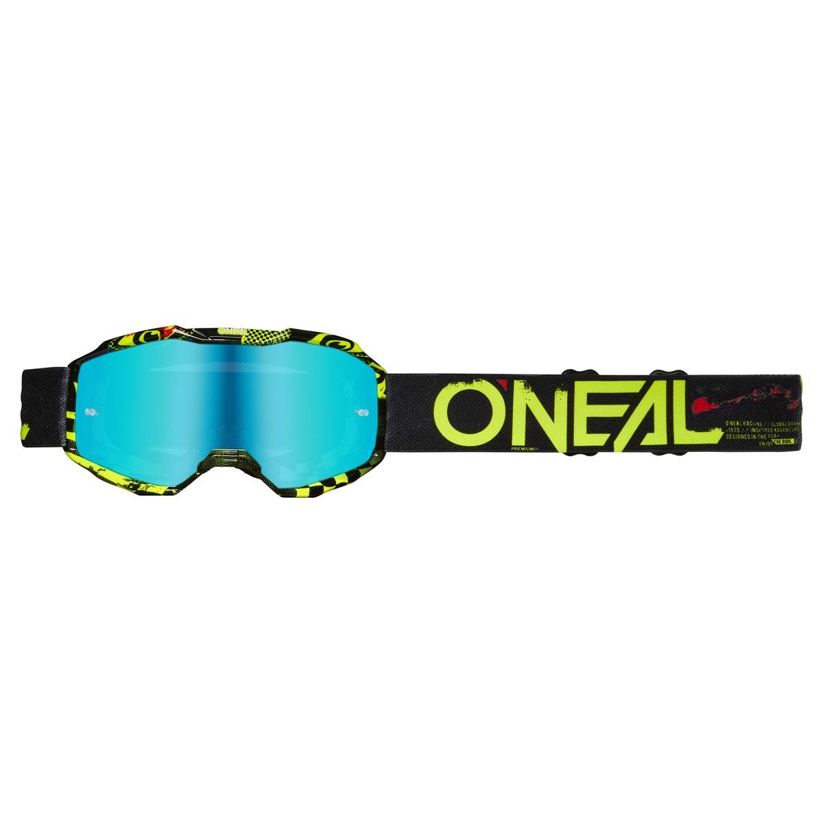 O'Neal Kids Goggle B10 Attack Black/Neon Yellow - Radium Blue