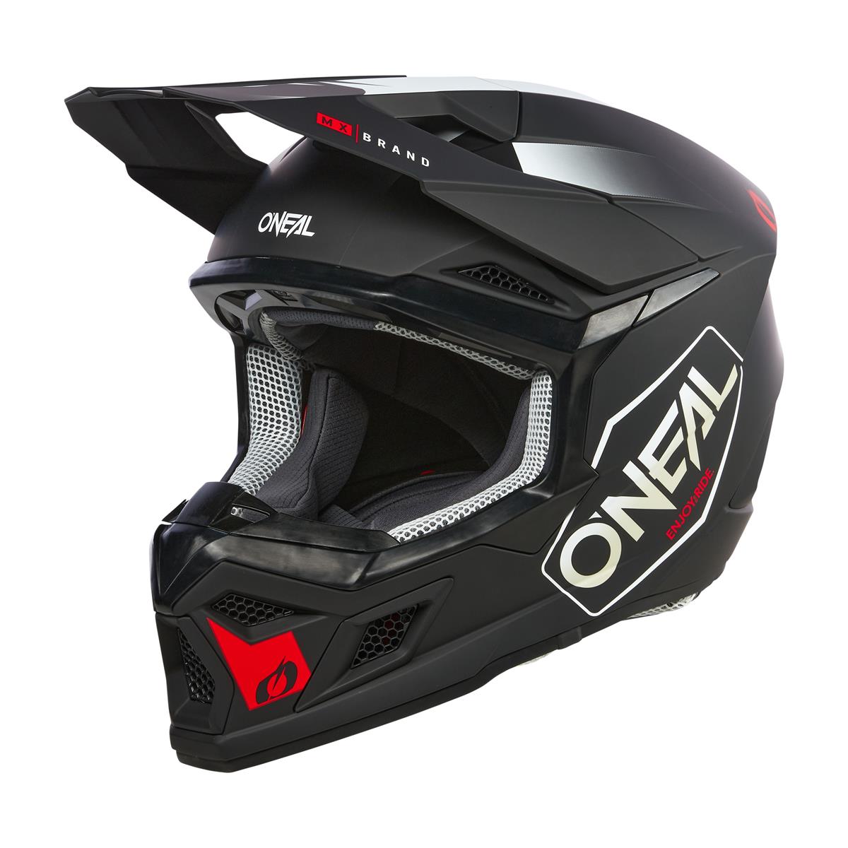 O'Neal Motocross-Helm 3SRS Hexx V.24 - Schwarz/Weiß/Rot