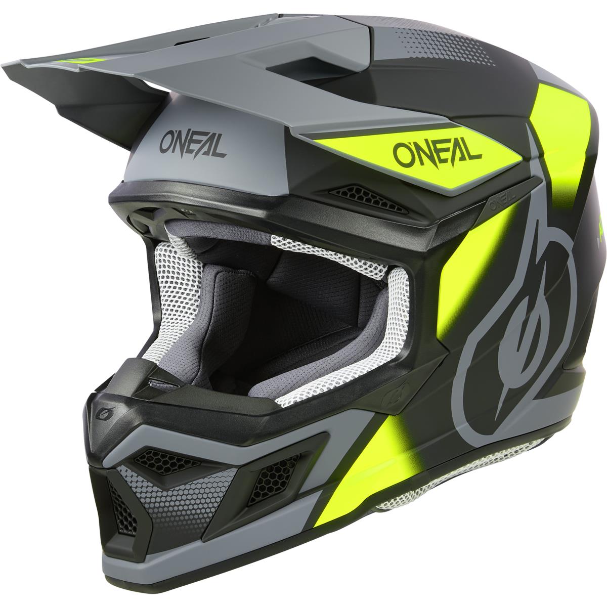 O'Neal MX Helmet 3SRS Vision V.24 - Black/Neon Yellow/Gray