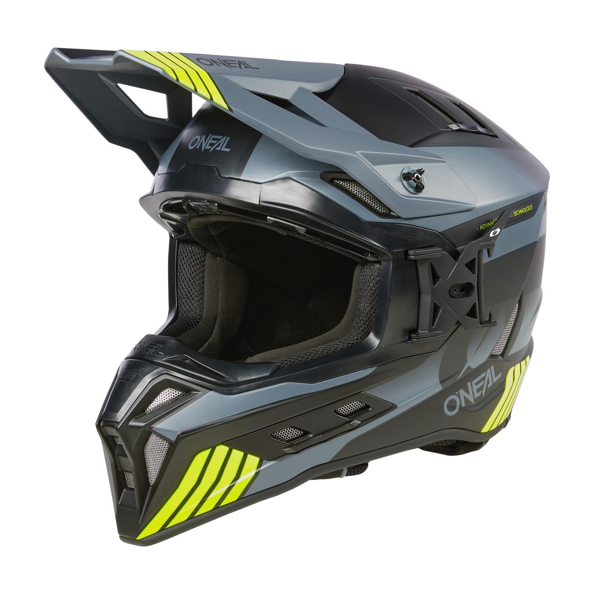 O'Neal Motocross-Helm EX-SRS Hitchhiker V.24 - Schwarz/Grau/Neon Gelb