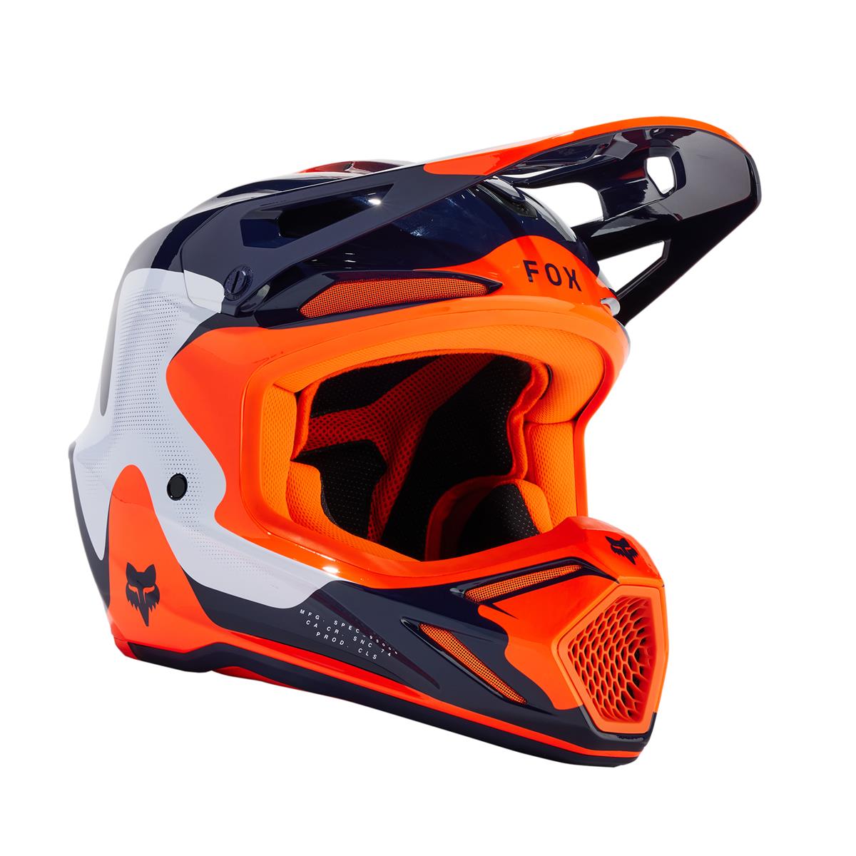 Fox Motocross-Helm V3 Revise - Navy/Orange