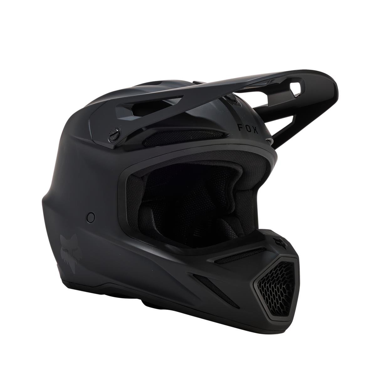 Fox Motocross-Helm V3 Solid - Matt Schwarz