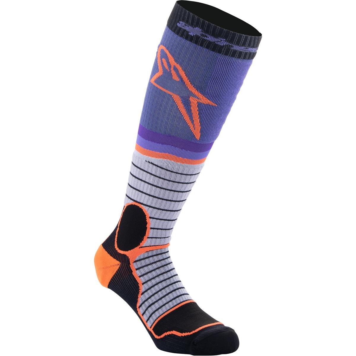 Alpinestars MX Socken Pro Schwarz/Grau/Lila