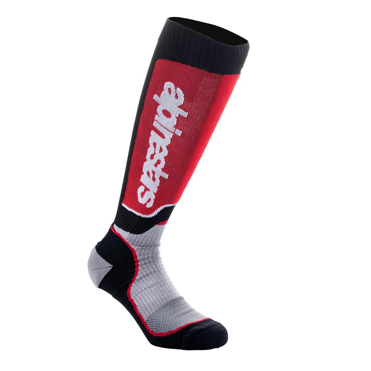 Alpinestars MX Socken Plus Schwarz/Grau/Rot