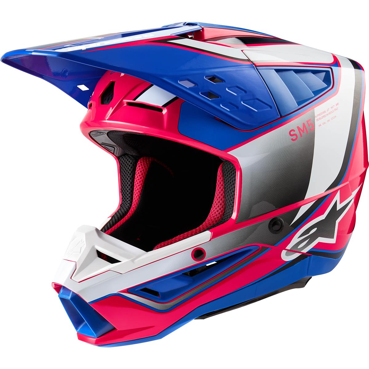 Alpinestars MX Helmet S-M5 Sail - White/Diva Pink/Blue/Glossy
