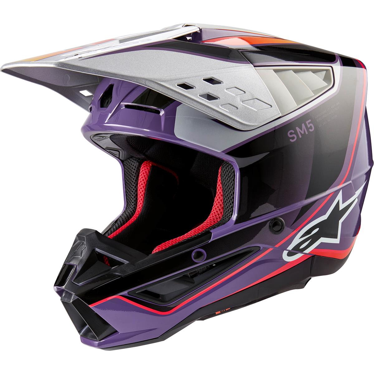 Alpinestars Motocross-Helm S-M5 Sail - Violett/Schwarz/Silber/Glossy