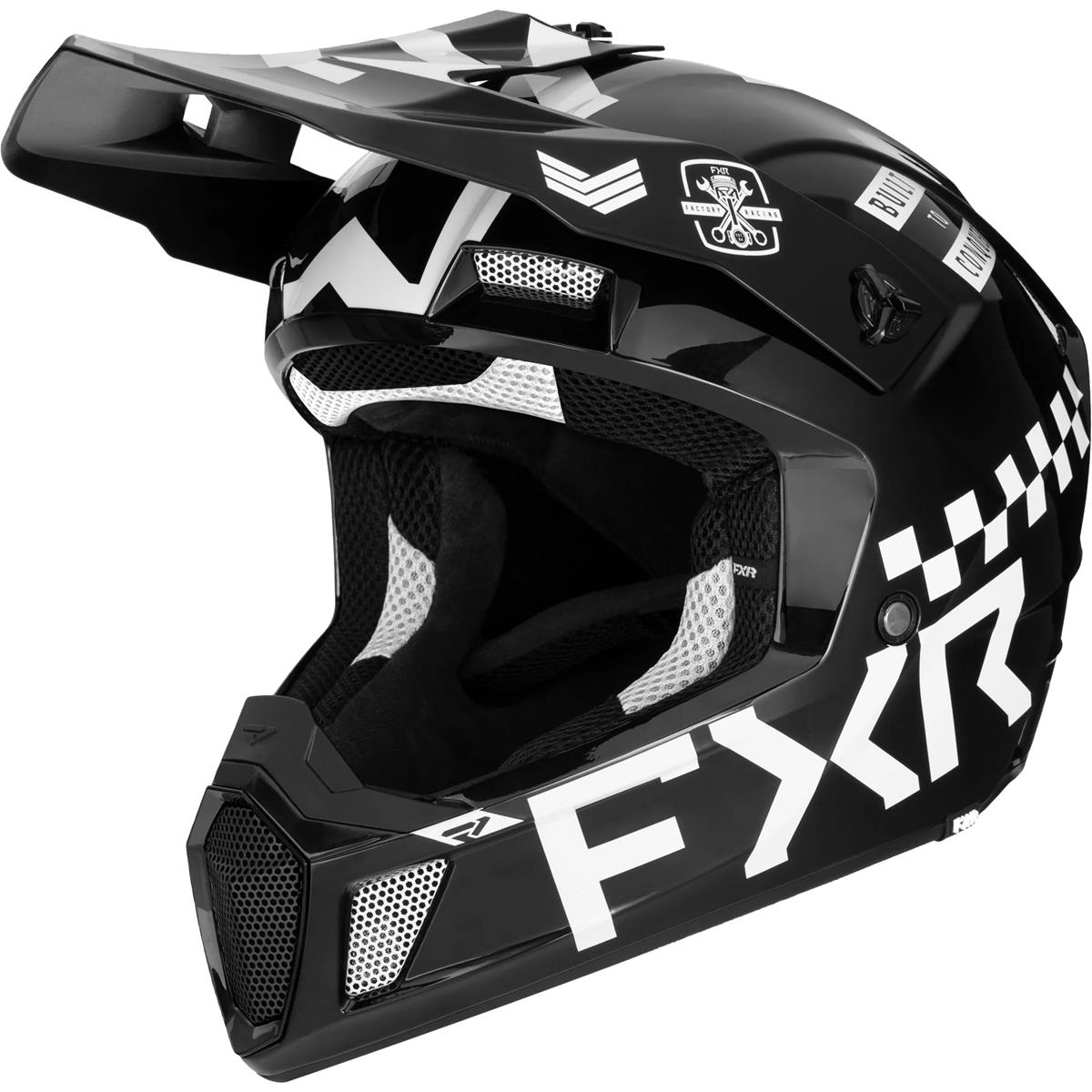 FXR Motocross-Helm Clutch Gladiator Schwarz/Weiß