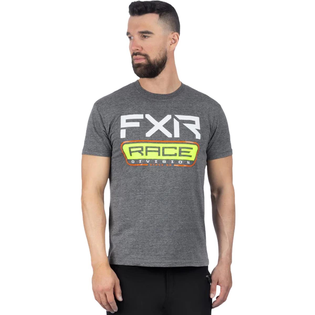 FXR T-Shirt Race Div Premium Charcoal Heather/Hi-Vis