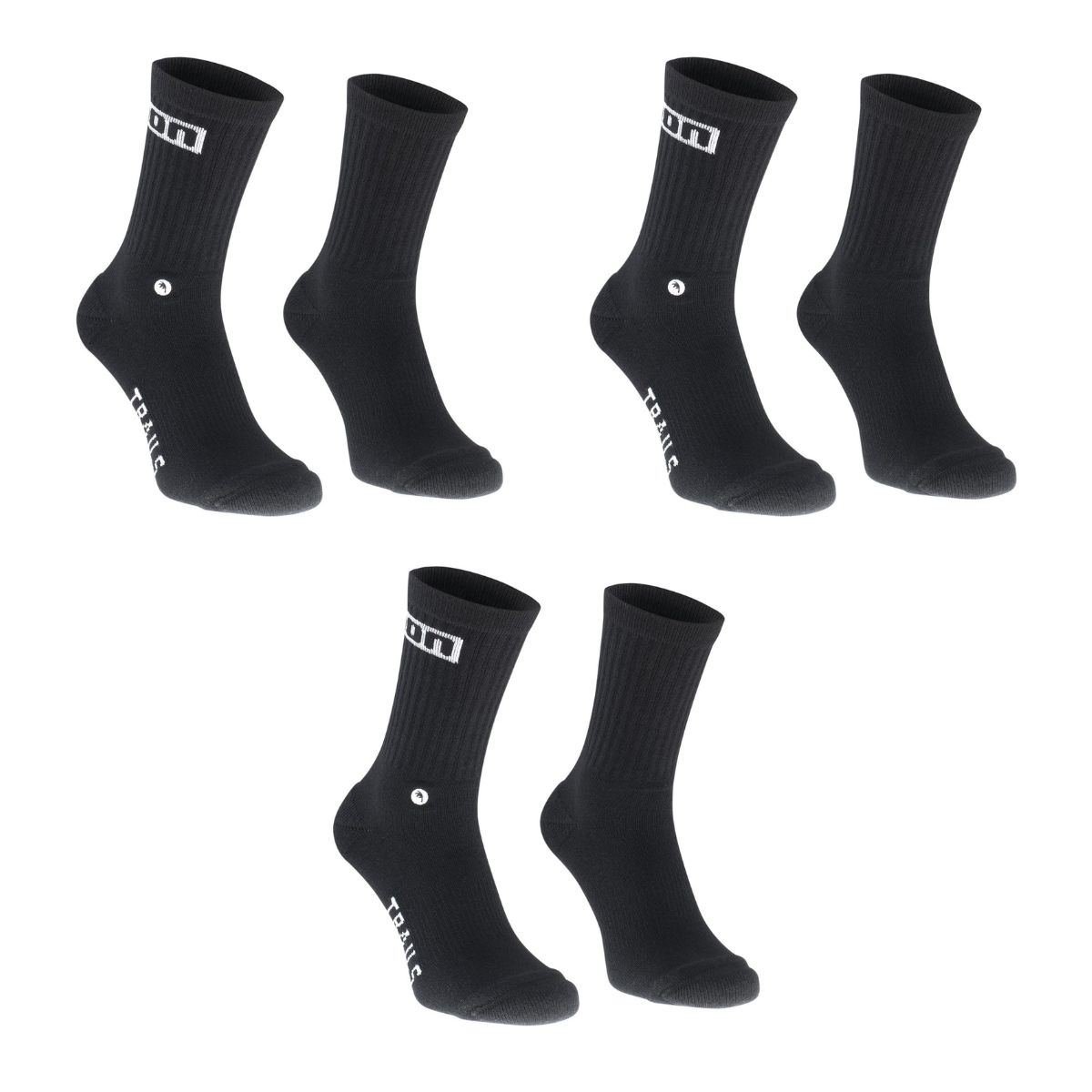 ION MTB Socken Logo 3er-Set, Schwarz