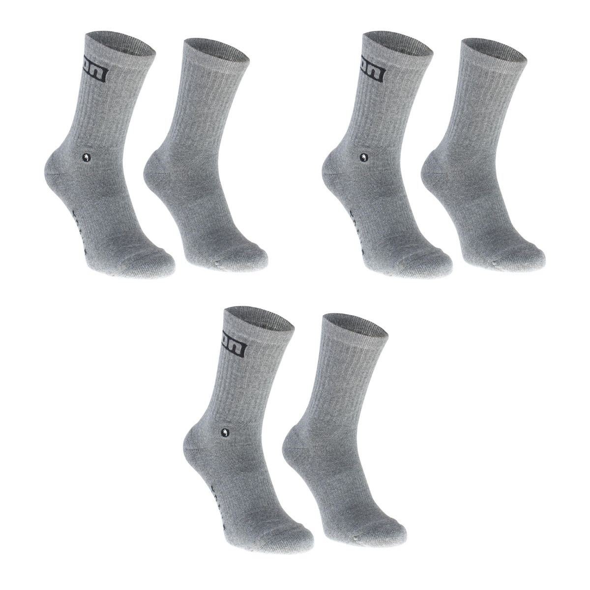 ION MTB Socken Logo 3er-Set, Grau Meliert