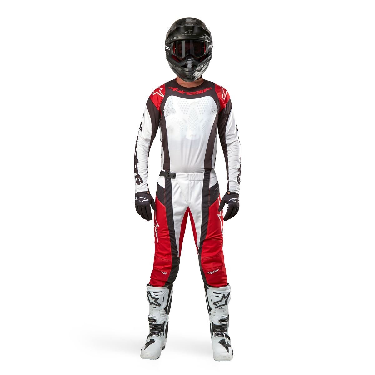 Alpinestars MX Gear Kit Techstar Set: 2 pieces, Ocuri - Mars Red/White/Black