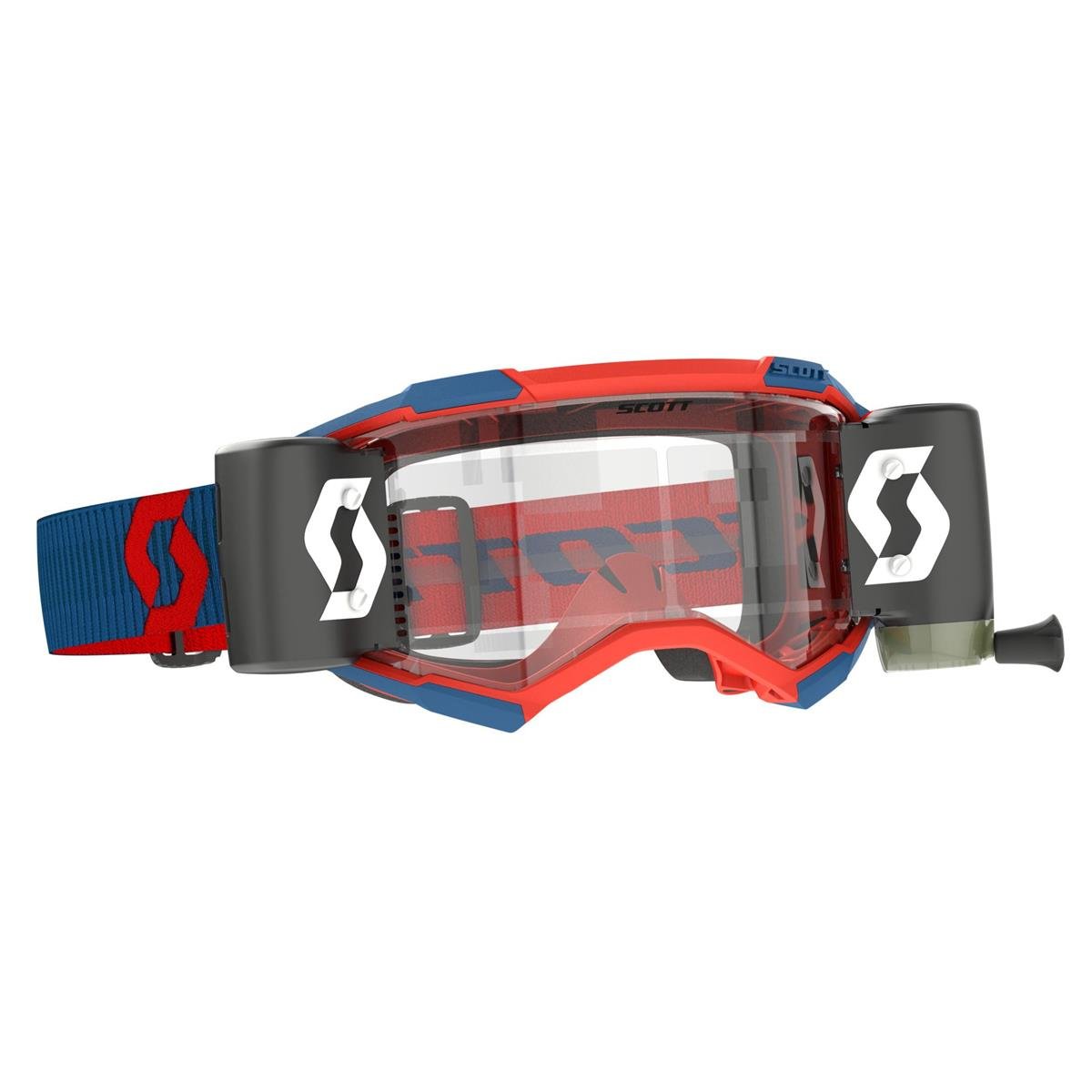 Scott Goggle Fury WFS with Roll Off System, Dark Blue/Neon Red - Clear Works