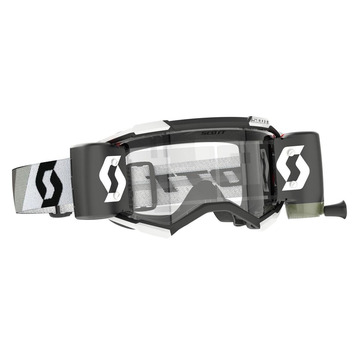 Scott Goggle Fury WFS with Roll Off System, Premium Black/White - Clear Works