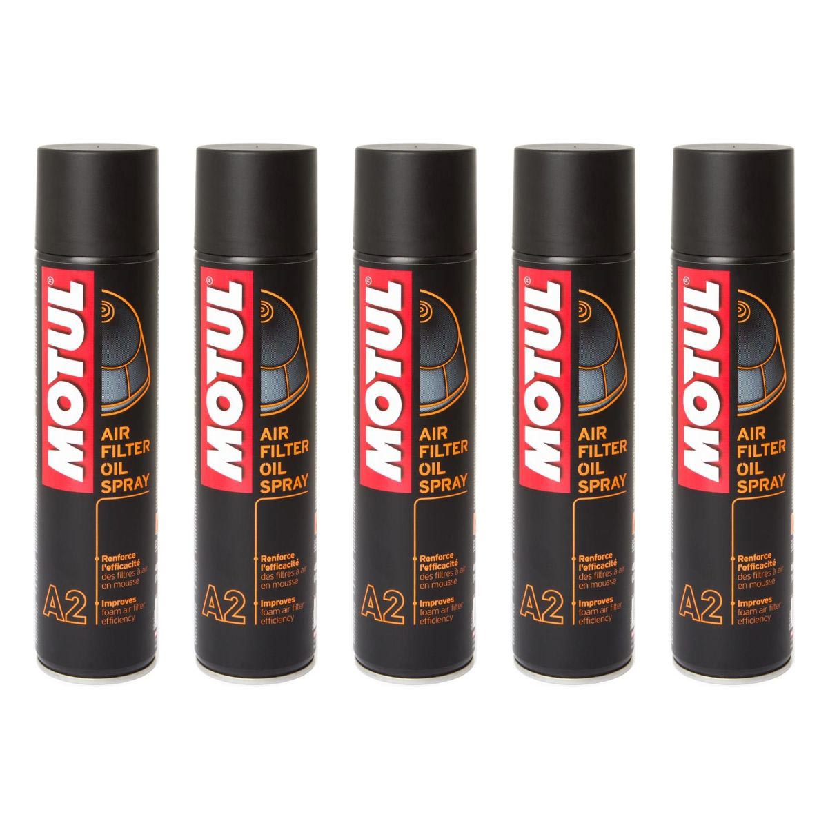 Motul Spray Olio Filtro Aria A2 Set: 5 pezzi, 400 ml ciascuno
