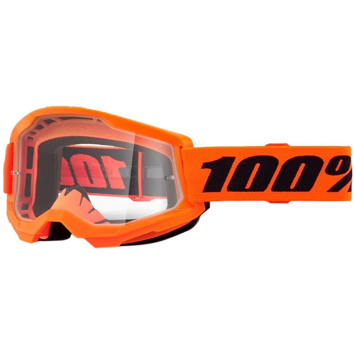 100% Masque Strata Gen. 2 Neon Orange - Clear, Anti-Fog