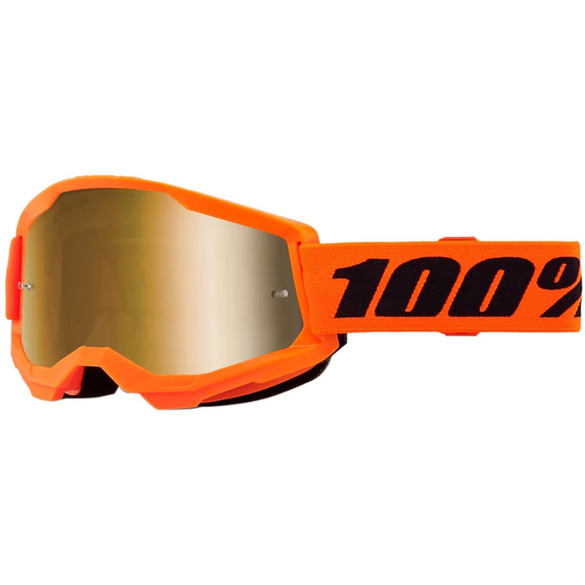 100% Goggle Strata Gen. 2 Neon Orange - Mirror Gold, Anti-Fog