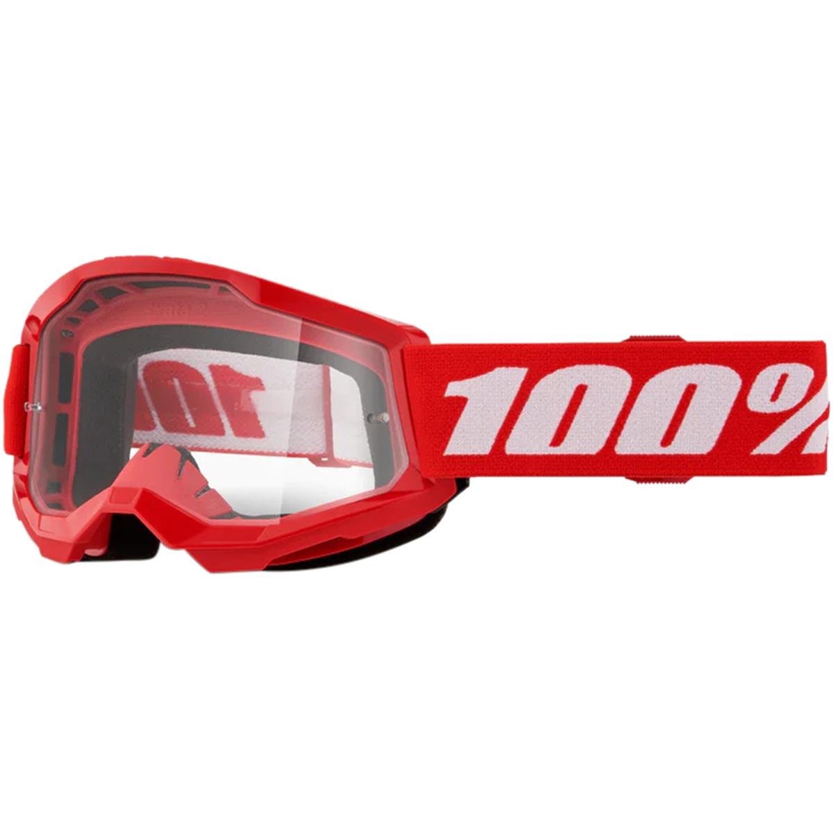 100% Kids Goggle Strata Gen. 2 Red - Clear, Anti-Fog