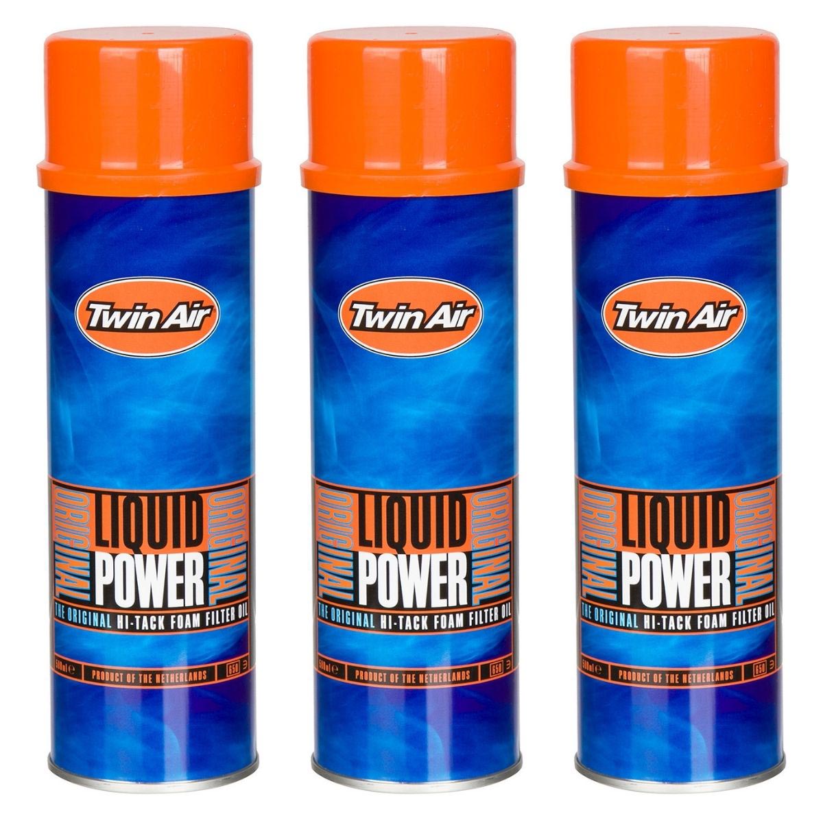 Twin Air Spray Olio Filtro Aria Liquid Power Set di 3, 500 ml ciascuno