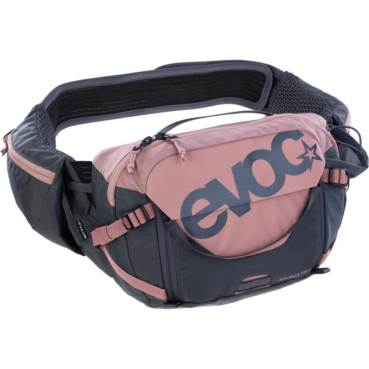 Evoc Hip Pack with Hydration System 1.5 Liters Hip Pack Pro 3 + Dusty Pink/Carbon Gray
