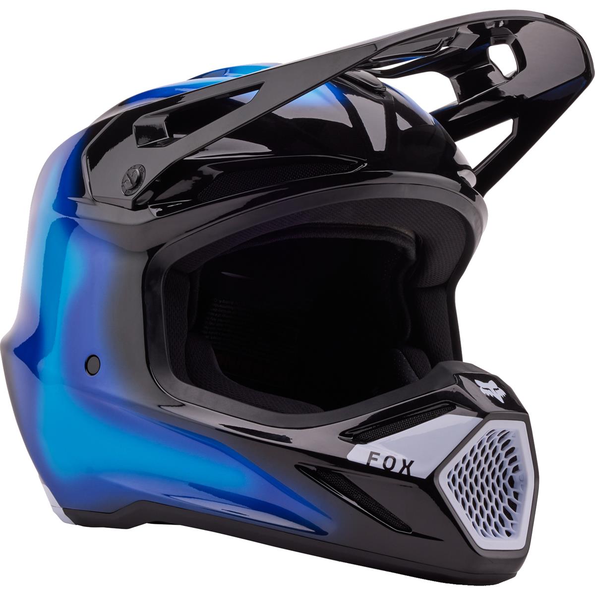 Fox Motocross-Helm V3 Volatile - Schwarz/Blau
