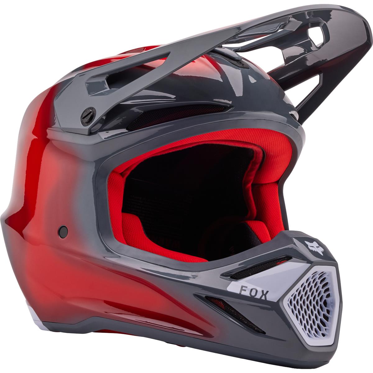 Fox Motocross-Helm V3 Volatile - Grau/Rot