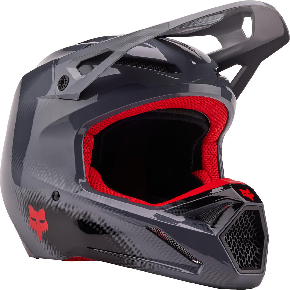 Fox Motocross-Helm V1 Interfere - Grau/Rot