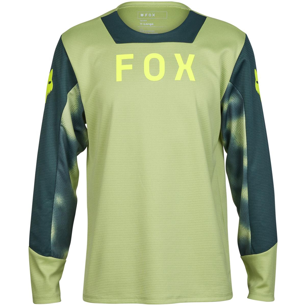 Fox Kids MTB Jersey Long Sleeve Defend Taunt - Pale Green
