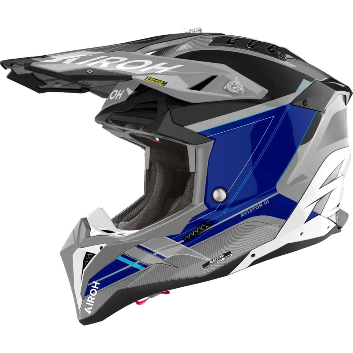 Airoh MX Helmet Aviator 3 Saber - Blue Gloss