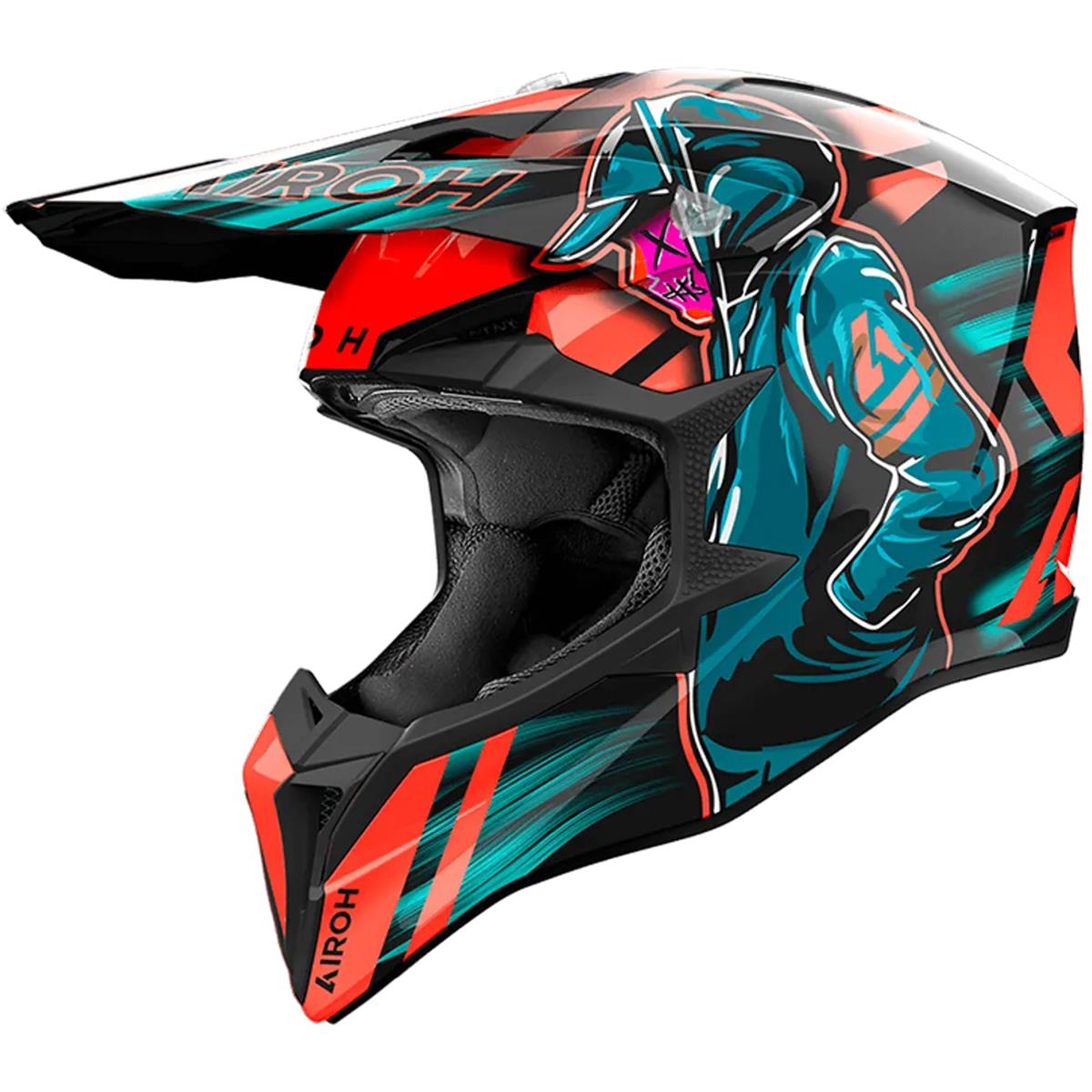Airoh Motocross-Helm Wraap Cyber - Orange Gloss