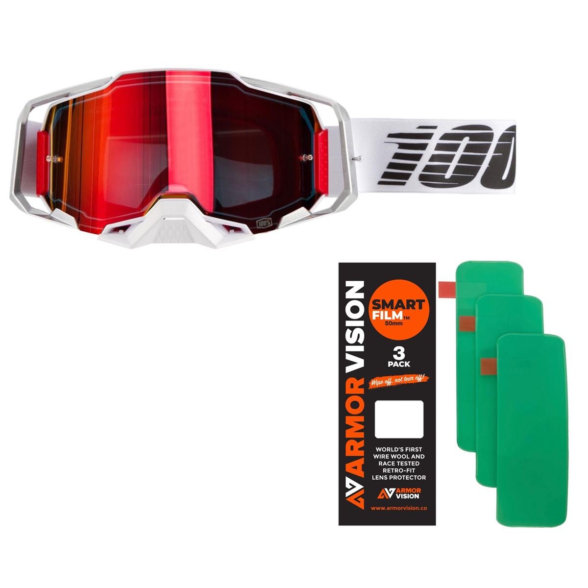 100% Goggle Armega / Armor Vision Set: 2 pieces, Lightsaber - Mirror + Smart Film Lens Protector