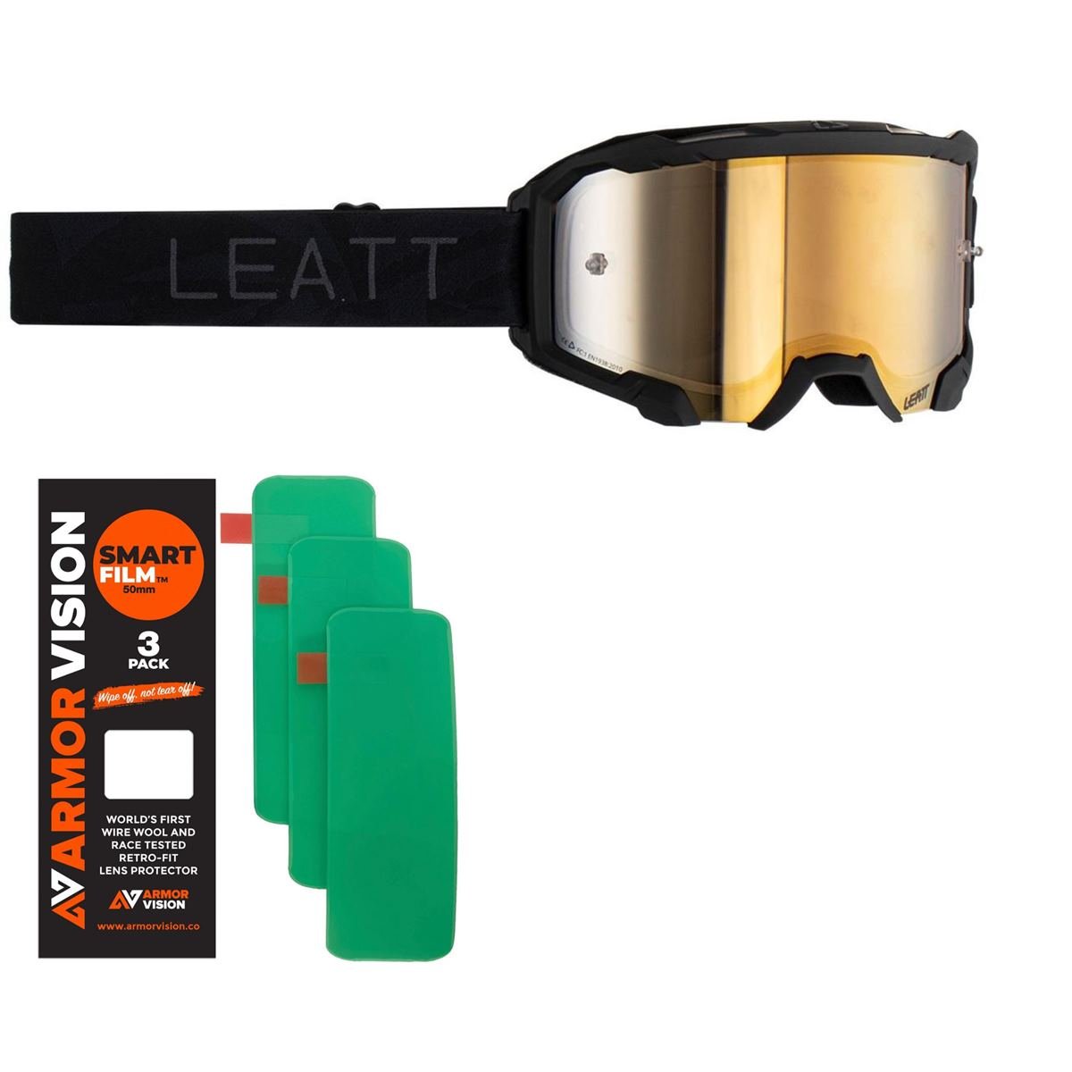Leatt Goggle Velocity 4.5 Set: 2 pieces, Stealth + Smart Film Lens Protector