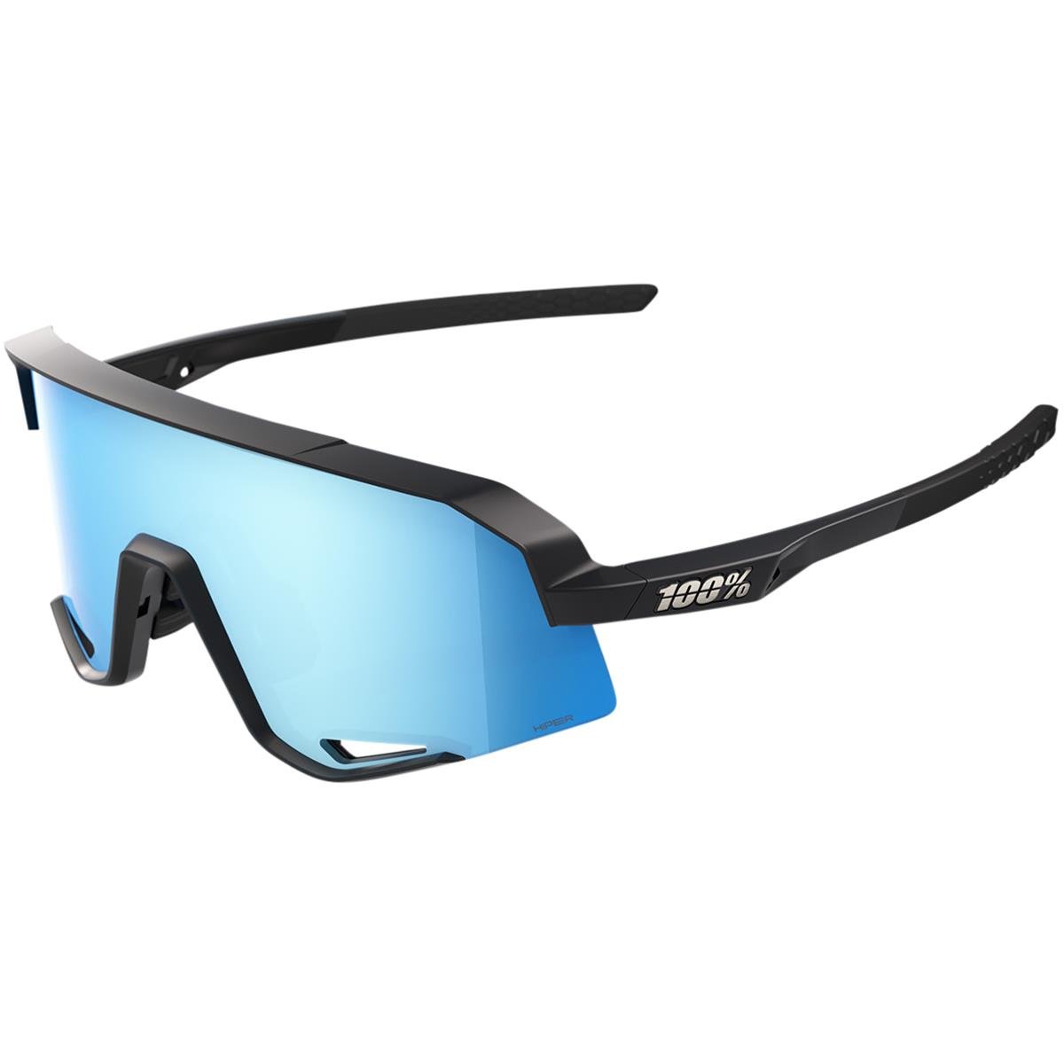 100% MTB Sport Glasses Slendale Matte Black - HiPER Blue Multilayer Mirror Lens