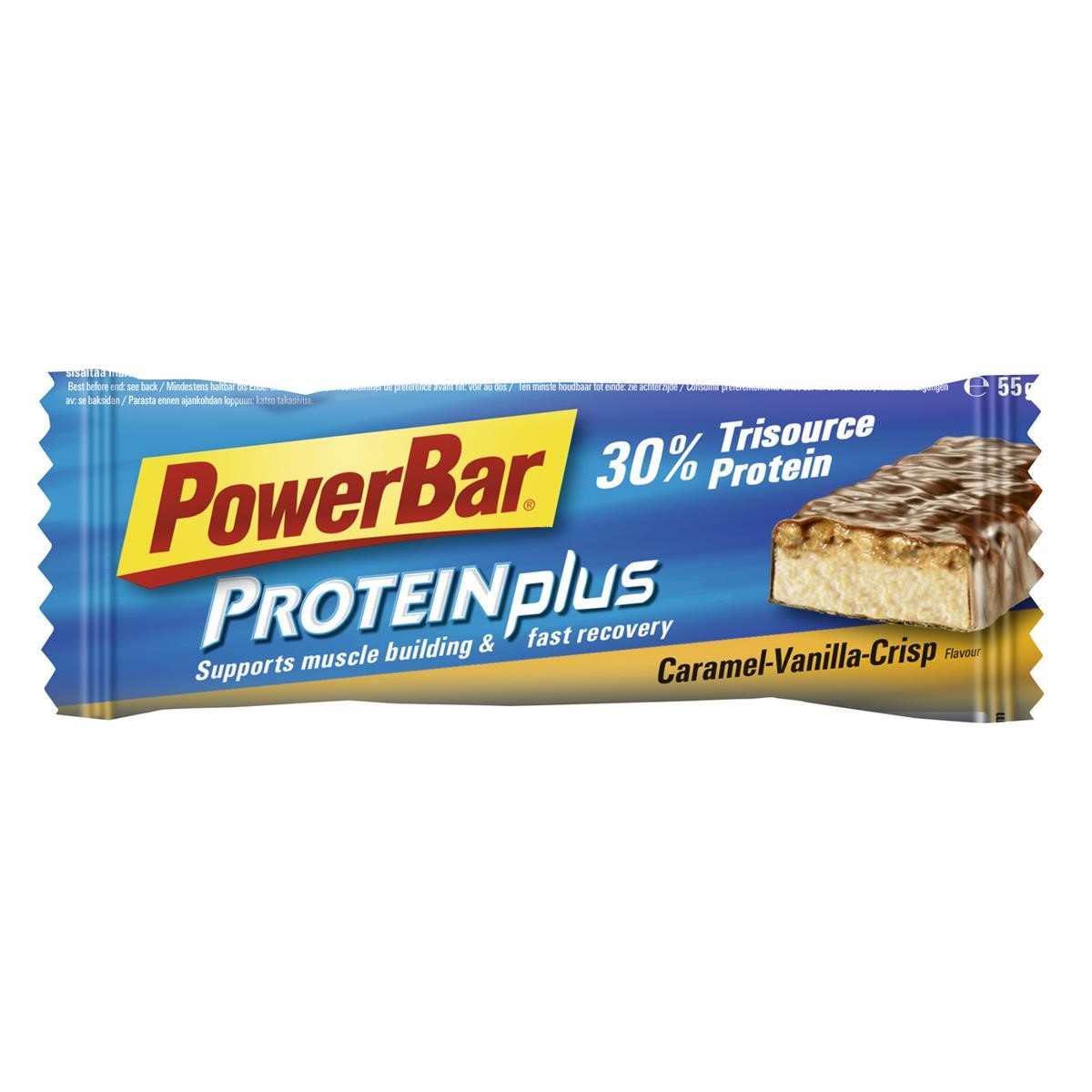 Lebensmittel/Fanartikel/Medien-Essen & Getränke - PowerBar Protein Plus Riegel 30% Caramel-Vanille-Crisp, 55g