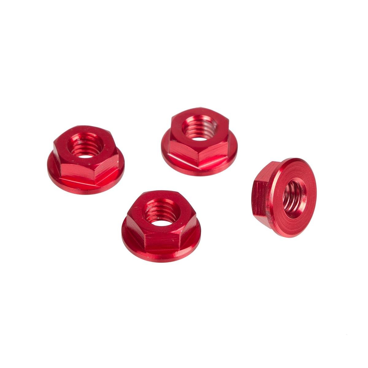 DRC Aluminium Nut  M6, Red, 4 Pack