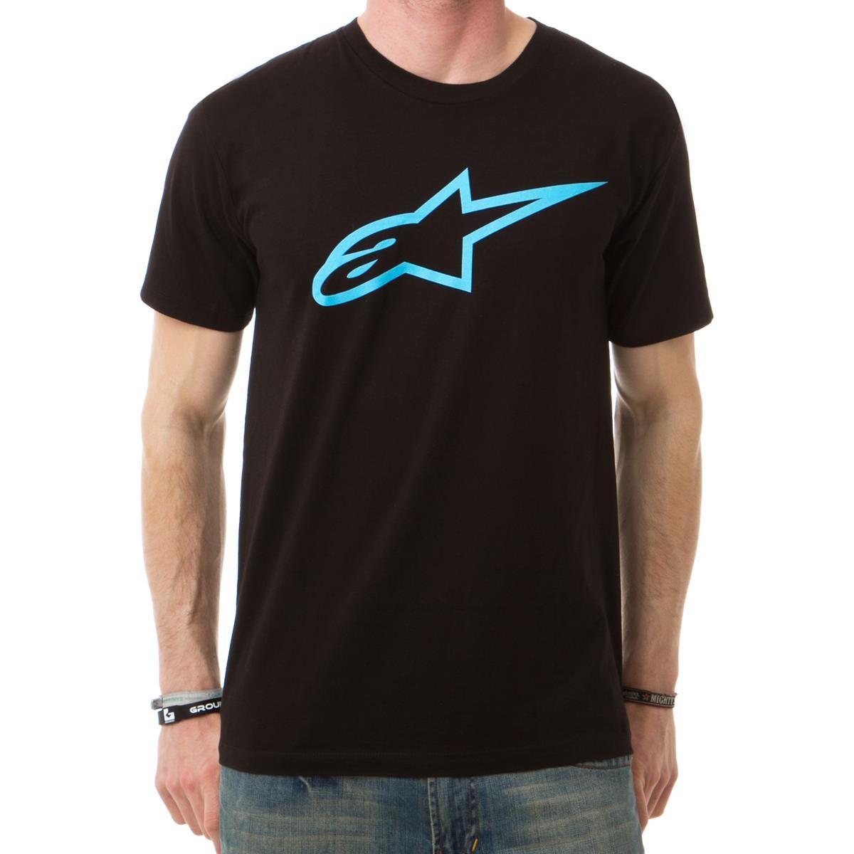 Freizeit/Streetwear Bekleidung-T-Shirts/Polos - Alpinestars T-Shirt Alpinestars Logo Black/Blue